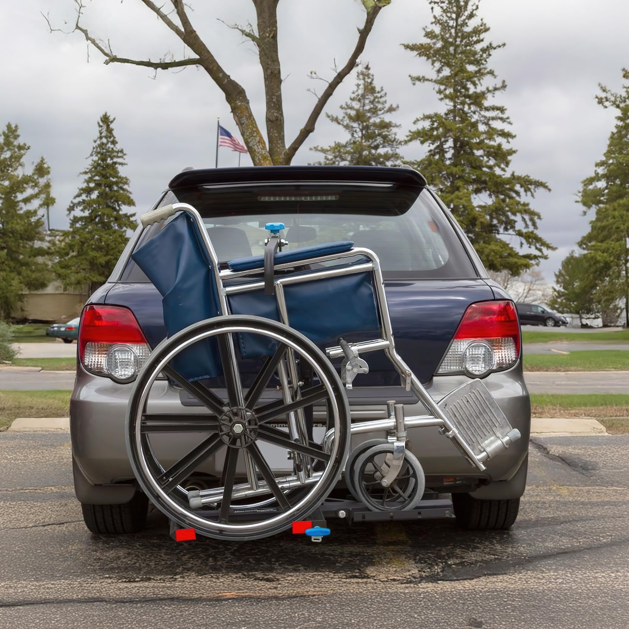 Manual Wheelchair Carrier Tilting Platform 100 lb Capacity Silver Spring product thumbnail 7