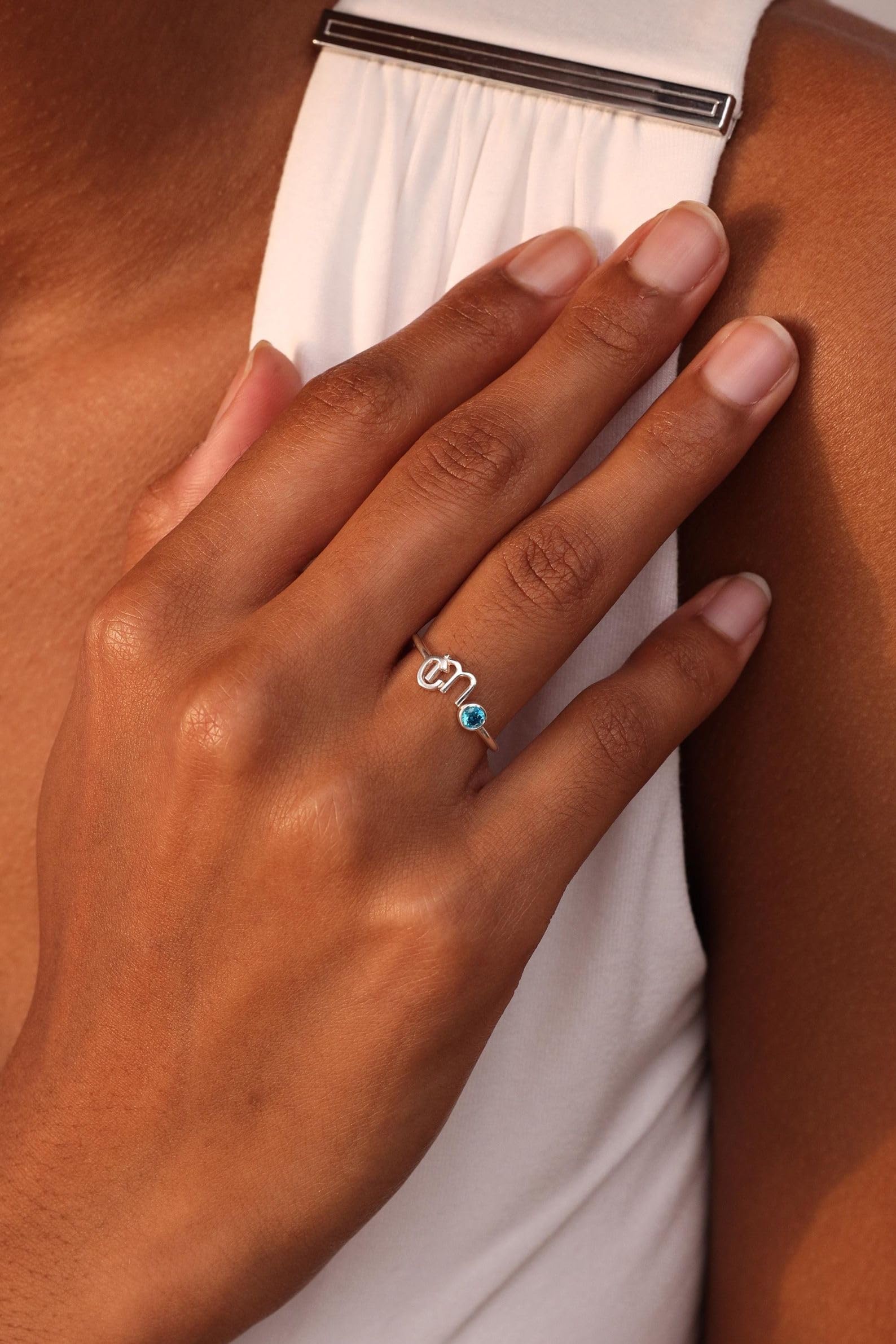 Inicial Anillo personalizado 925 Plata dos iniciales Joyería colgante Joyería Personalizada Nombre de la gema Anniversario Día de la Madre