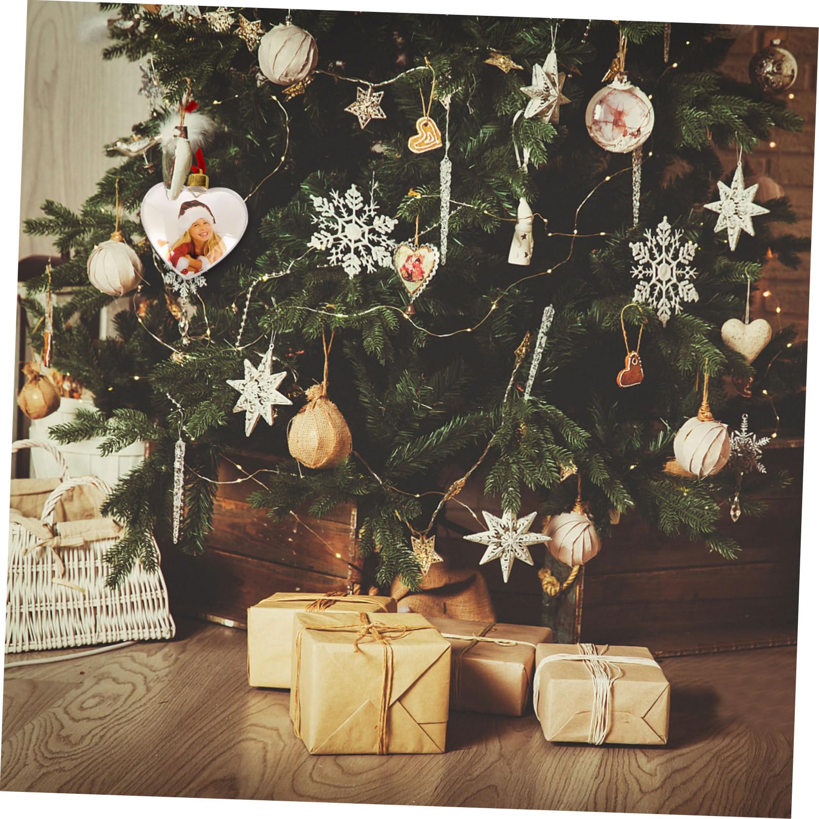 ABOOFAN 18 Piezas Colgante De Bola De Foto Marco De Fotos Árbol De Navidad Adornos para Fiesta Adorno Colgante De Navidad Colgante De Fiesta El Plastico Interior