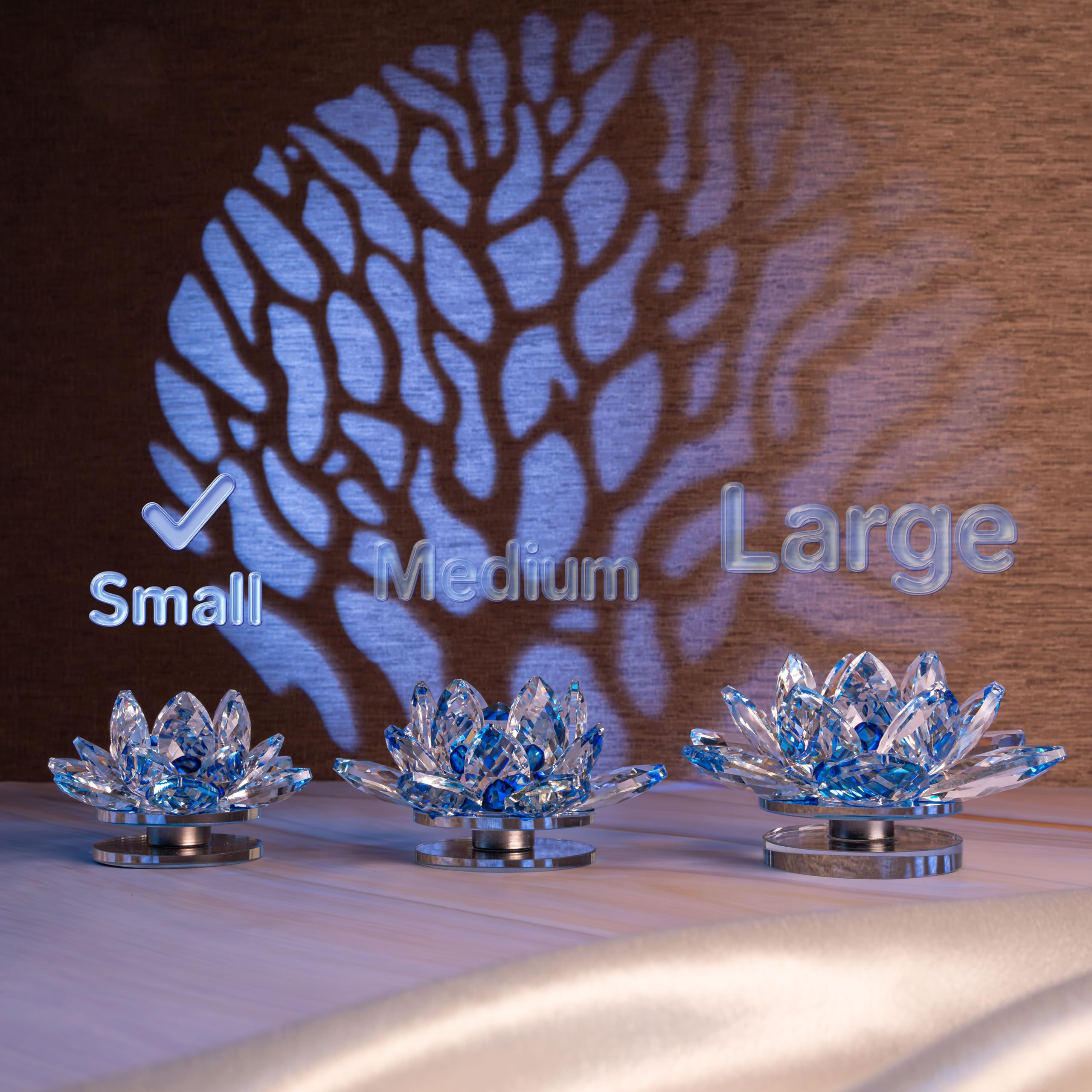 Sajawa FengShui Crystal Lotus Flower Showpiece & Paper Weight | Vastu Decor for Home & Office | Desk Decoration | Feng Shui Items for Good Luck, Home Decor & Gifting | Blue (Small-8.5 x 5.5 CM) 4