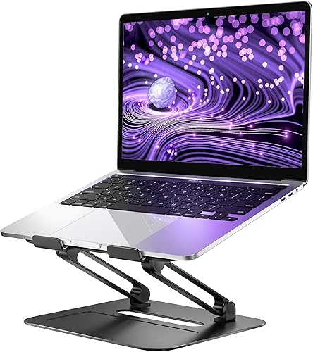 TRUNIUM Soporte para laptop, soporte para laptop, soporte multiángulo con ventilación de calor, elevador ajustable para laptop de hasta 15.6