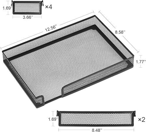Miniatura 7 de ROSROSE Organizador de cajones de escritorio paquete de 2 cajones de malla metálica de 5 a 7 bandeja organizadora de escritorio multiusos para