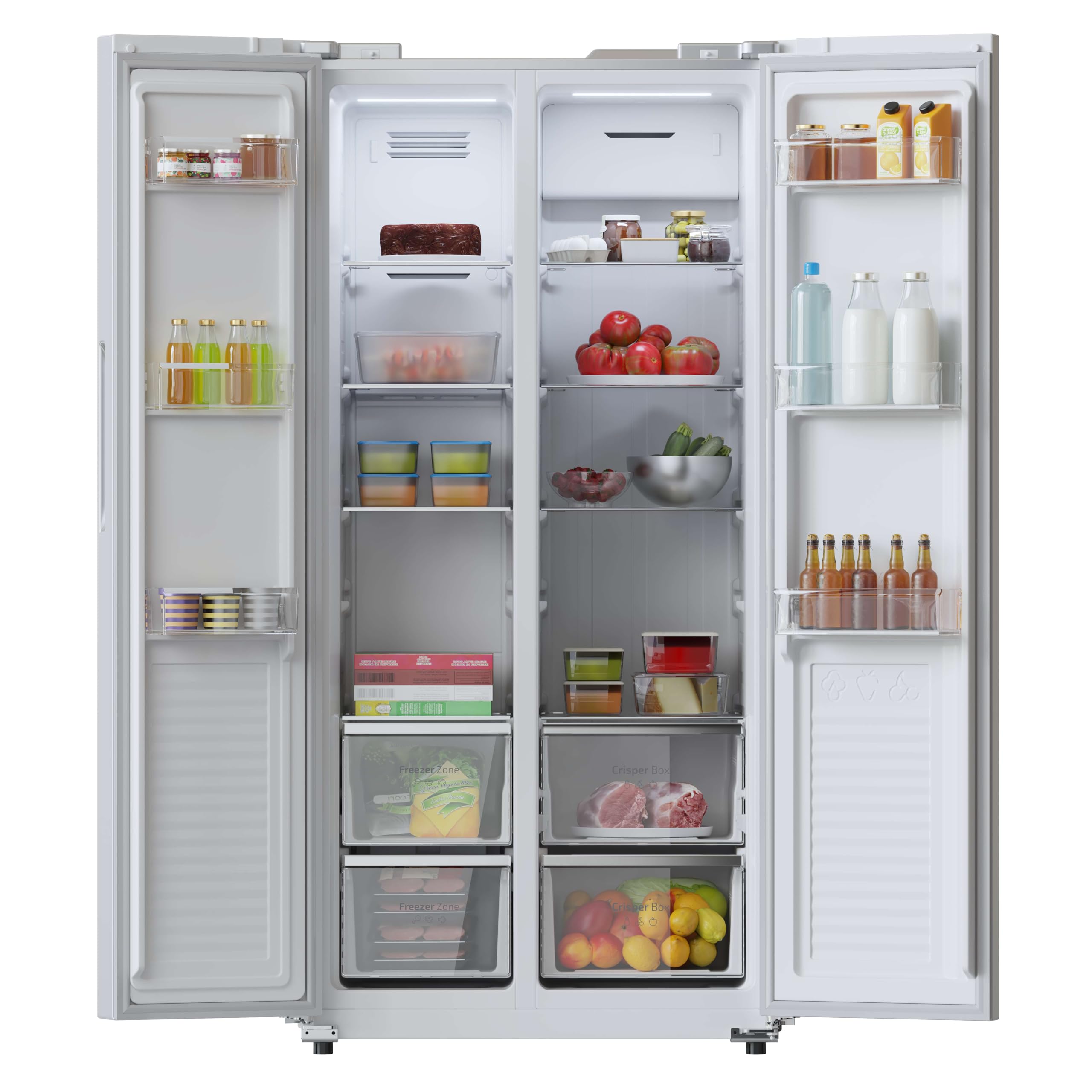 Cecotec Frigorífico Americano 2 Puertas Bolero CoolMarket SBS 430 Inox E. Side by Side de 430 L, Altura 176 cm y 84 cm Ancho, Sistema Multi Air Flow, Total No Frost, Motor Inverter Plus