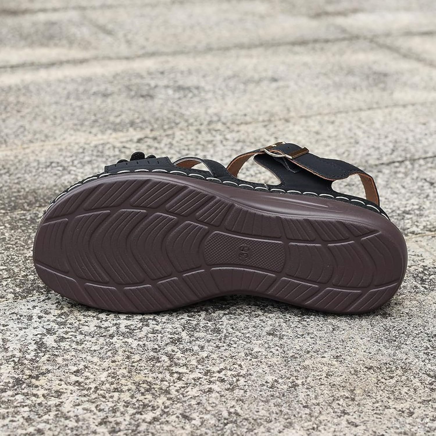 Orthopedic Wide Sandals for Women 2026 Dressy Strappy Arch Support Flat Wedge Sandals Women Open Toe Ankle Strap Comfortable Platform Slip-On Walking Shoes for Summer Beach Casual - Image 6