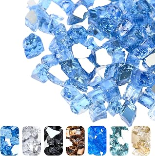 Hisencn 20 lbs Fire Pit Glass - 1/2 Inch Reflective Pacific Ocean Blue Fire Glass for Fire Pits, Fireplaces & Fire Tables, Durable Fireplace Rocks for Indoor & Outdoor, Adding Style and Ambiance