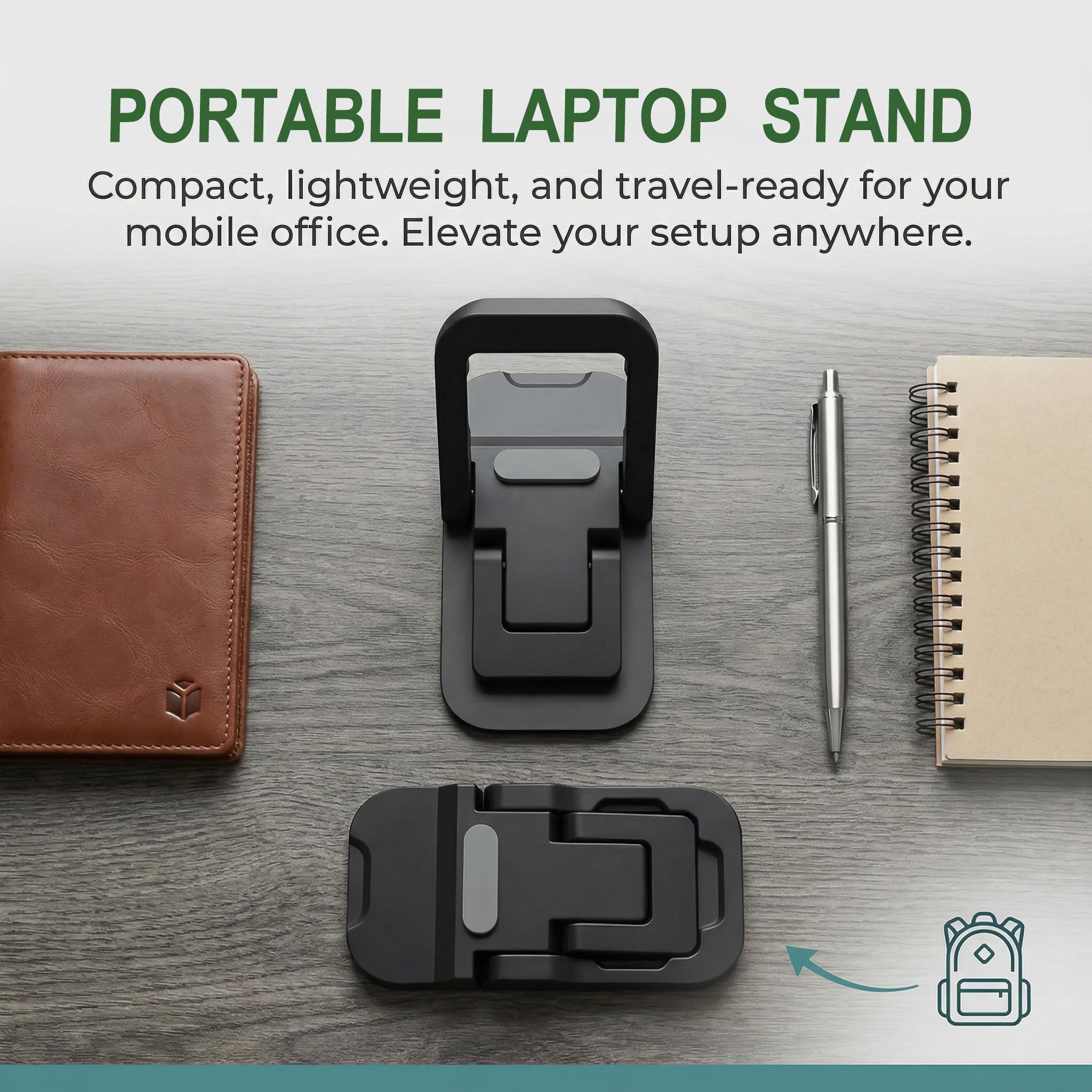 2 soportes para laptop, almohadilla de refrigeración portátil para laptop, soporte de teclado de metal plegable, mini pilar de teclado (plateado, dos engranajes)