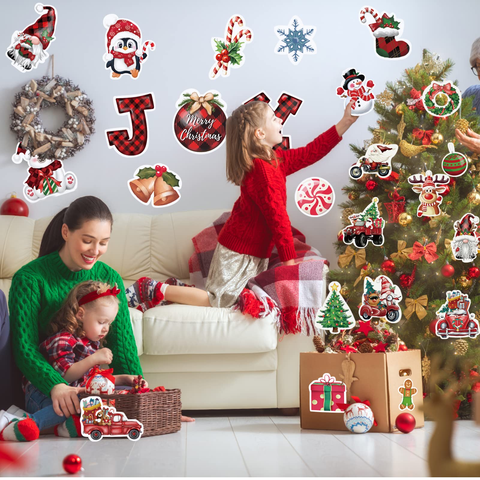 Weihnachts-Ausschneide-Set – 48 Stück, Rot & Grün, Für Klassenzimmer & Partydeko, 15x15 Cm, Mit Schnur