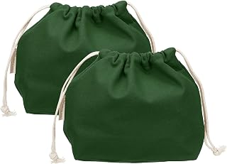 sourcing map 2 bolsas de maquillaje con cordón, bolsa de cosméticos de lona de 7.3 pulgadas, bolsa organizadora de artículos de tocador para viajes, accesorios de tocador, color verde oscuro