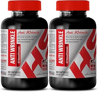 Anti-Wrinkle Supplement - Skin Care with Collagen and Aloe Vera, Green Tea and Resveratrol, Collagen-Rich Blend, Anti-Wrinkle botanicals, Aloe Vera Hydration, Resveratrol Glow, Turmeric 2Bot