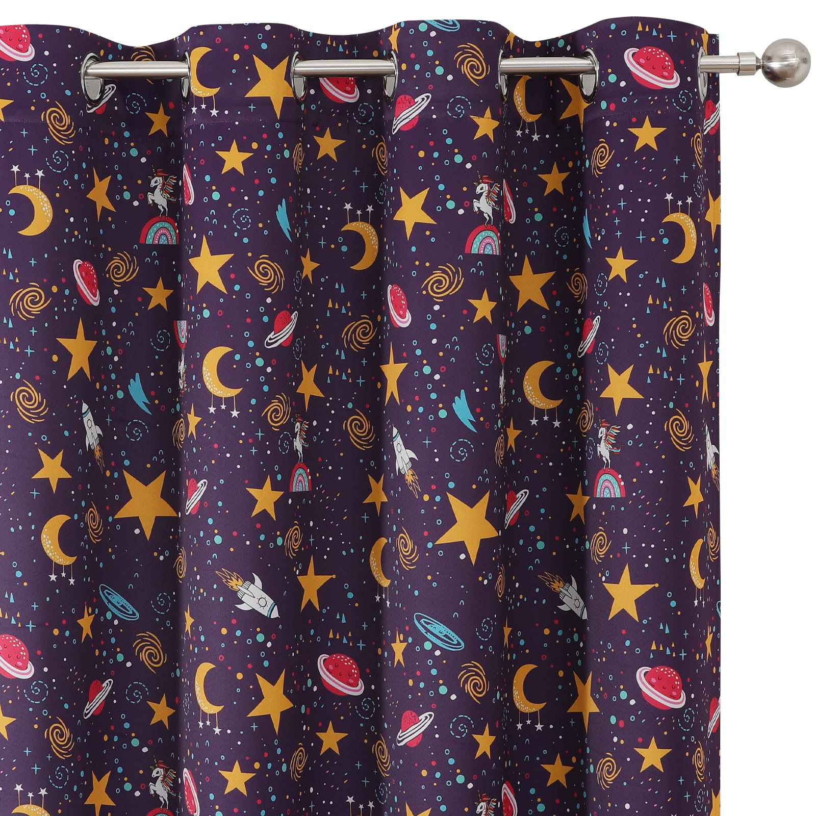 Purple Unicorn Blackout Curtains 63 Inch Length for Princess Girls Bedroom