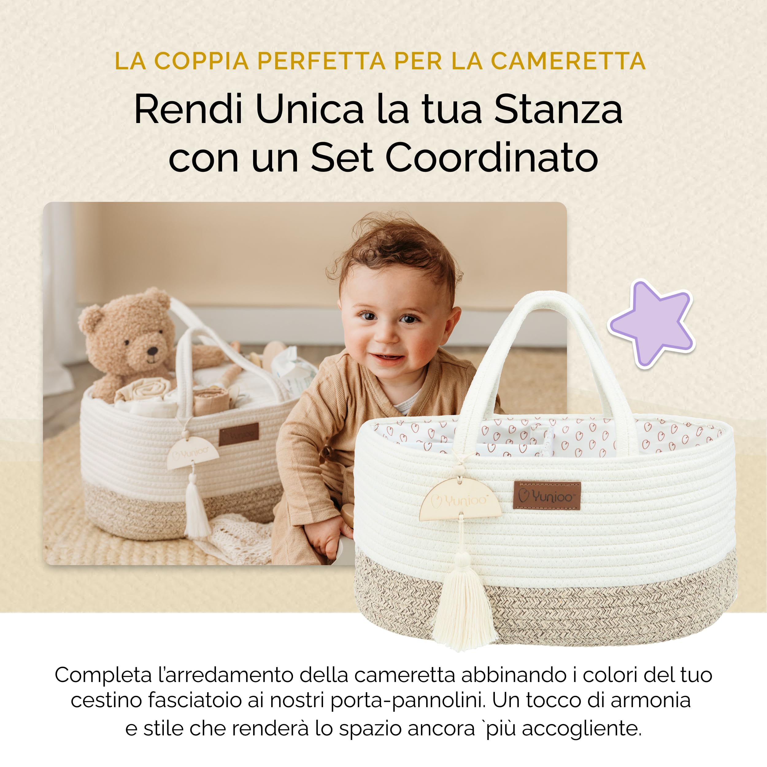 Yunioo Cesta Fasciatoio per Neonato con Materassino Impermeabile Fasciatoio Portatile Neonato Morbido Cuscino Adatto a Cassettiera e Piano Per il Cambio