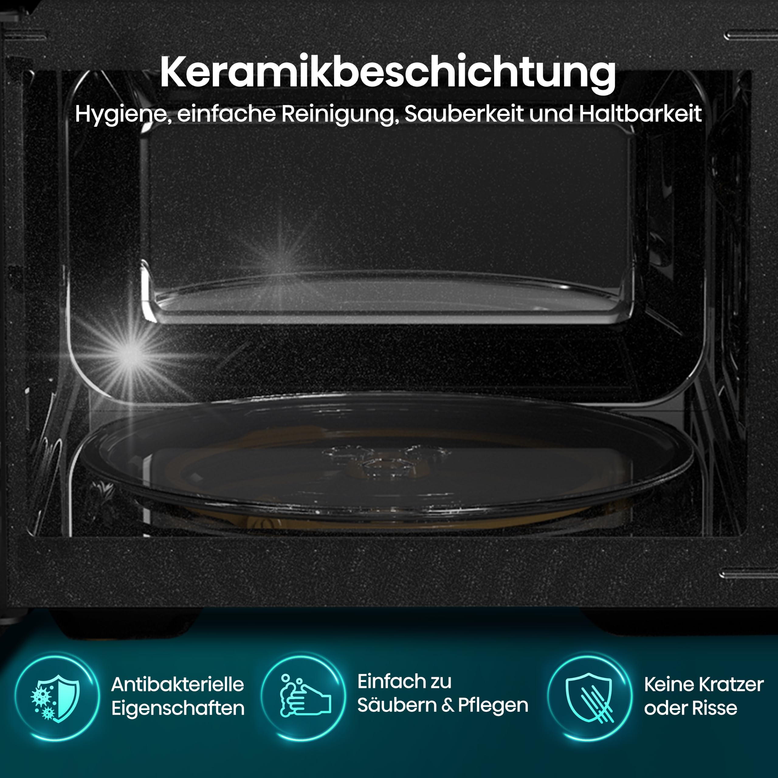 Hisense Inverter-Mikrowelle, 23L, 900W | Schwarz, 5 Leistungsstufen, Keramikbeschichtung, Getöntes Glas, Gleichmäßiges Garen, Manuelle Steuerung