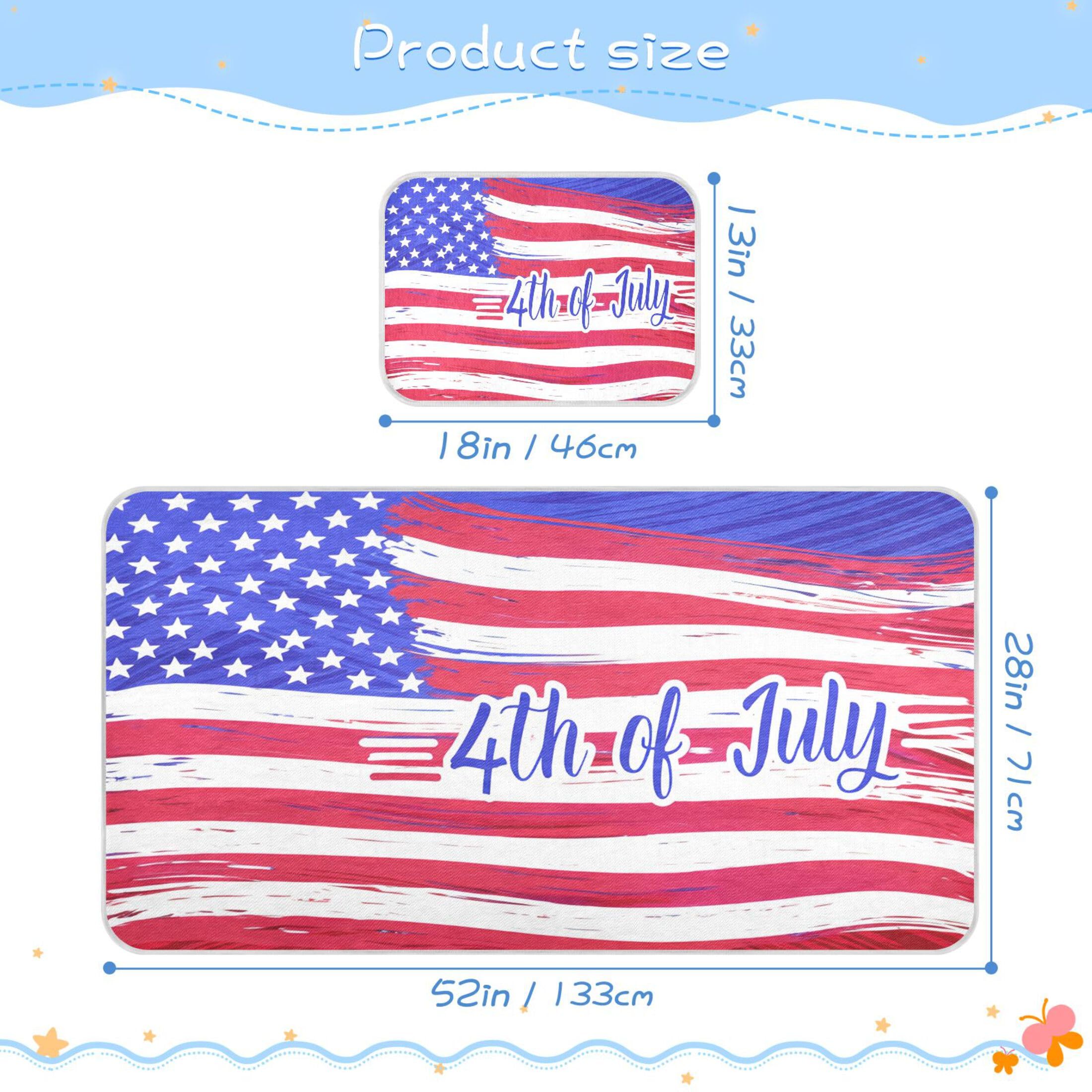 Takiito American Flag Baby Cooling Mattress Pad, Soft & Breathable Cooling Mat Keep Baby Cool in Summer 28x52 in, Nursery Essential