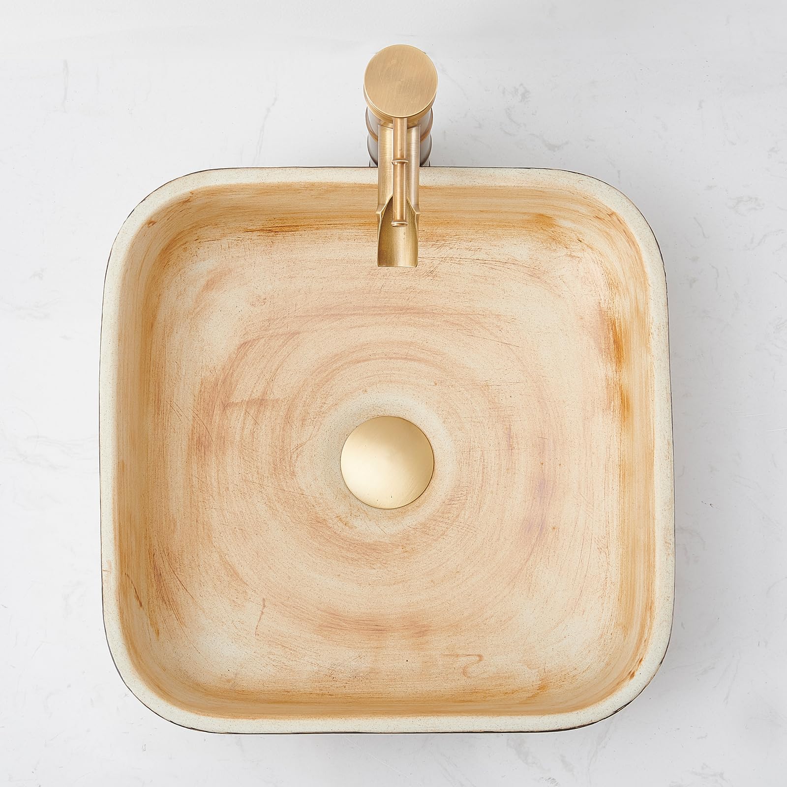 NATURFLAIR Lavabo da bagno in ceramica FCH5583 quadrato, 380 x 135 mm, fatto a mano, in ceramica quadrata…