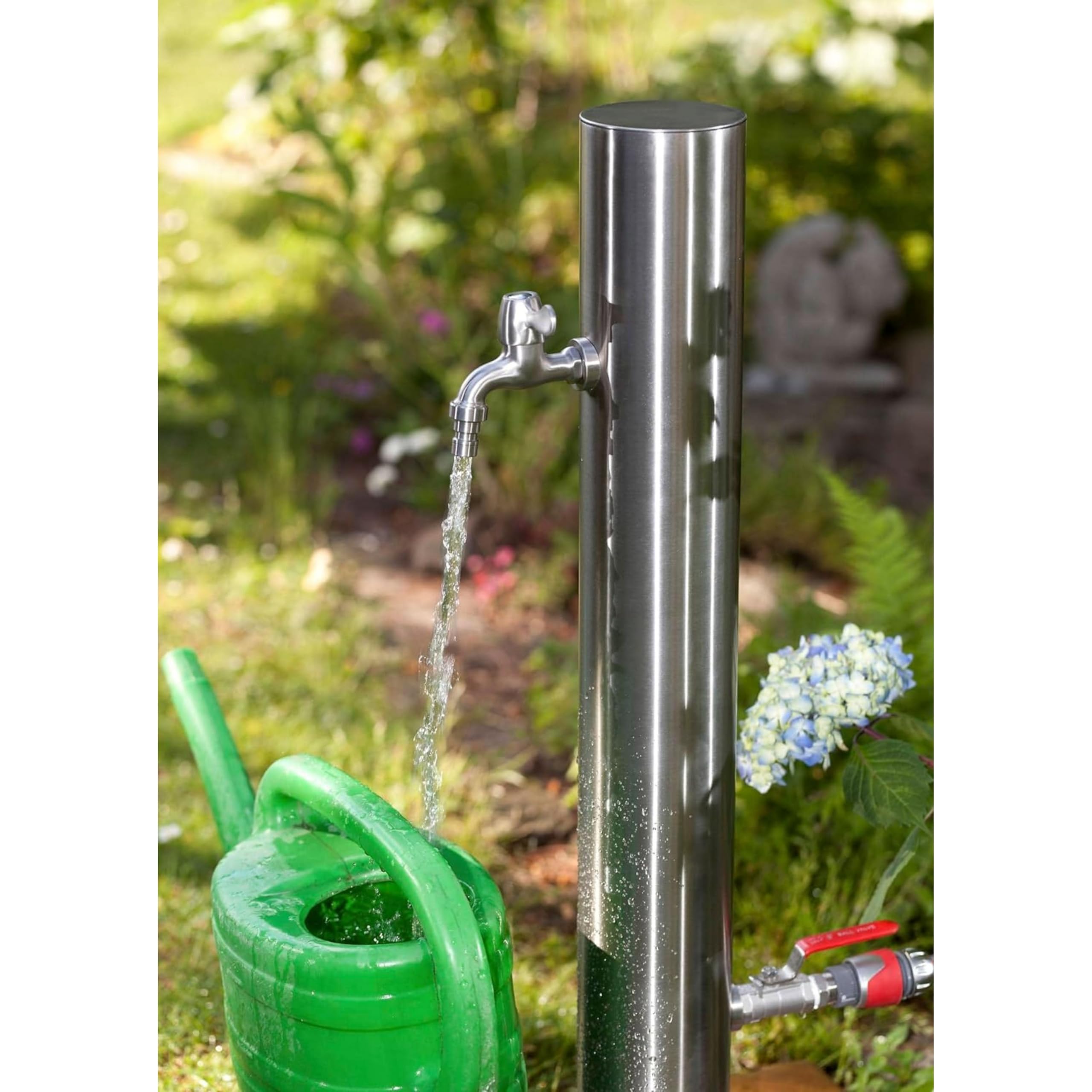 UPP Colonne de distribution d'eau en acier inoxydable avec 2 robinets, conduite d'alimentation cachée - Robinet d'eau - Fontaine, installation facile - 75 cm