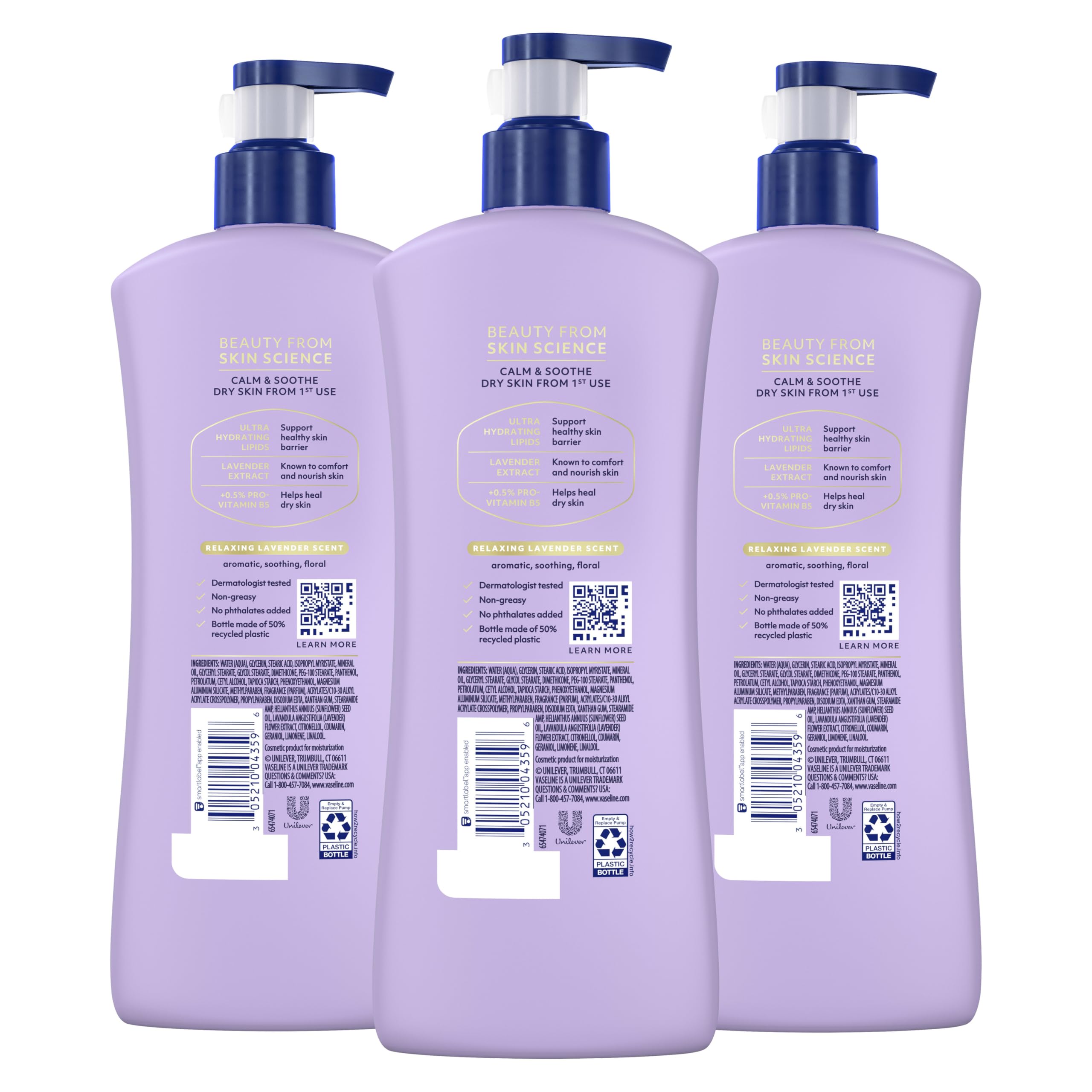 Vaseline Intensywna pielęgnacja spokojny leczniczy balsam do ciała do suchej skóry balsam wykonany z ultra nawilżających lipidów i ekstraktu z lawendy do leczenia i przywracania suchej skóry 575 g