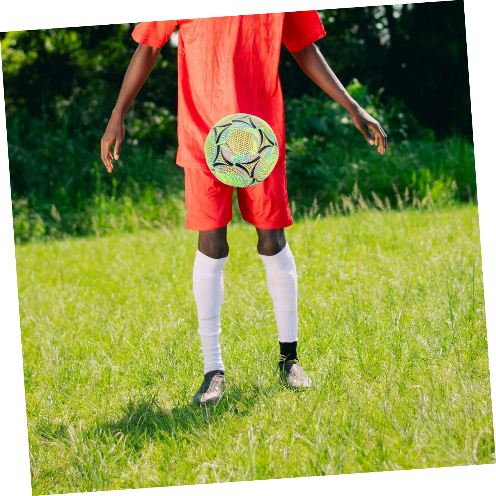 ibasenice Pallone da Calcio Luminoso Taglia 5 Pu Peso e Misure Ufficiali | Uso Allenamento e Partite Ufficiali, Design Ergonomico, Alta Durata, per Adulti e Giovani