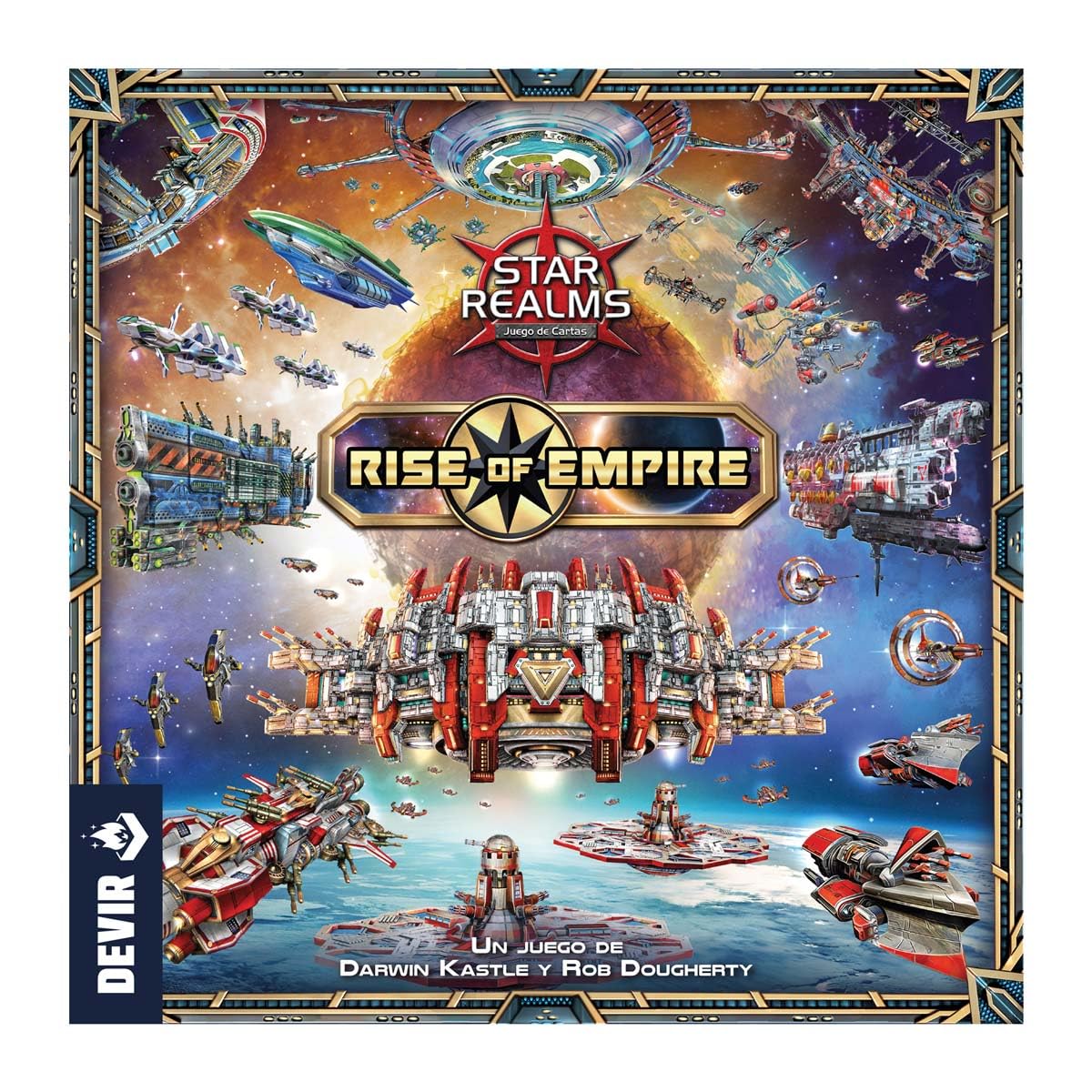 Devir - Star Realms: Rise of Empire | Juego de Mesa de Estrategia Espacial y Construcción de Mazos | Campaña Legacy con 240 Cartas y 12 Escenarios Épicos | De 2 a 6 Jugadores (BGSRESP)