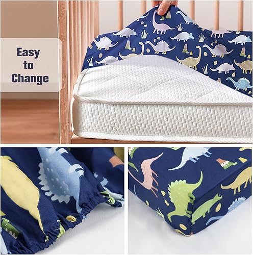 Miniatura 10 de Sábanas para cuna para niños y niñas, sábana bajera ajustable para cuna de 52 x 28 pulgadas para cuna estándar, 100% algodón natural, sábanas