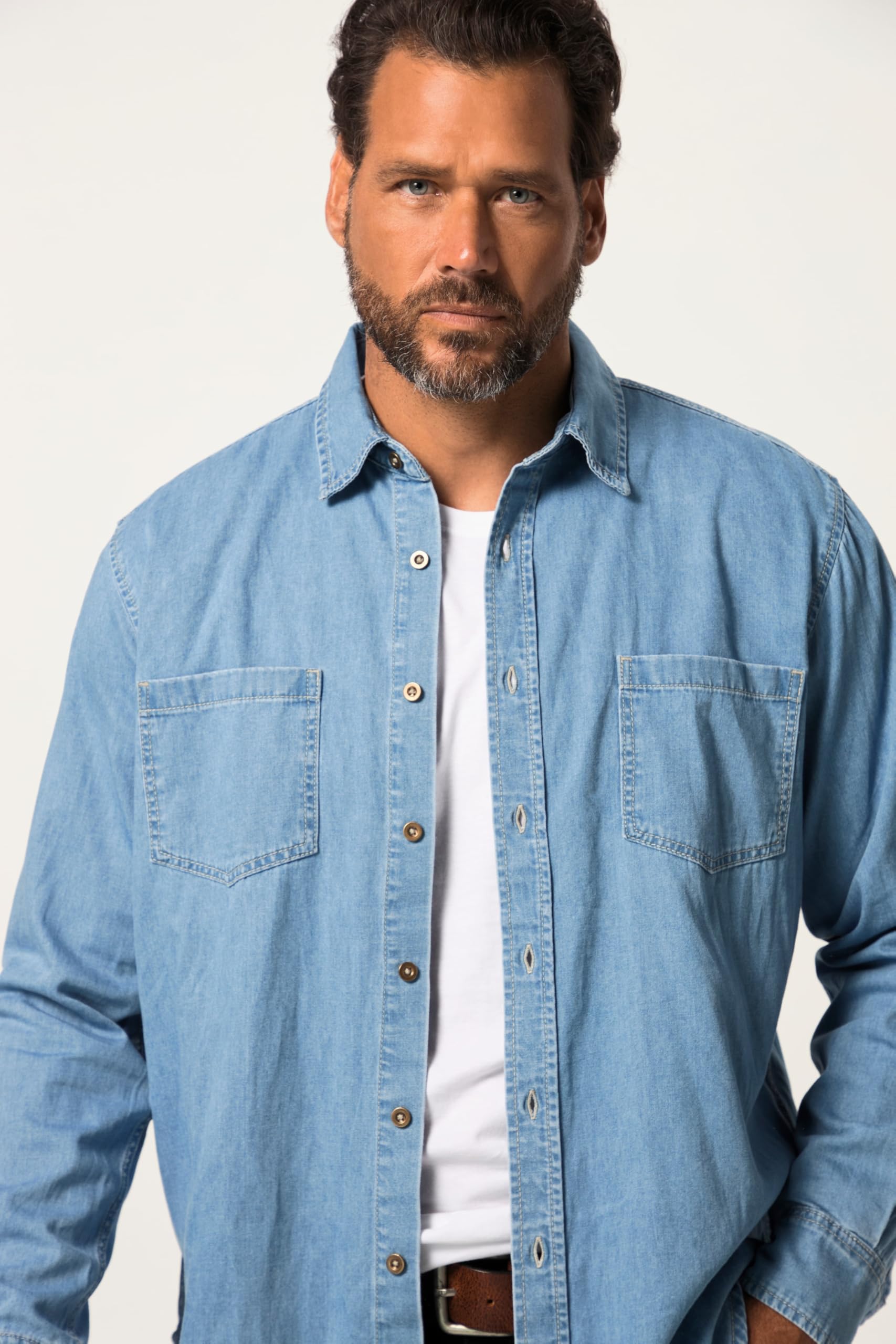 JP 1880 Camicia in Denim, MF, Kent, 1/1 Camicia Uomo (Pacco da 1)