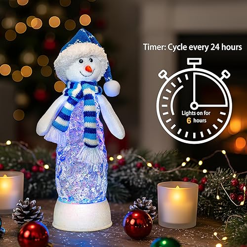 Miniatura 2 de Linterna de globo de nieve de Navidad, decoración de interiores, muñeco de nieve de Navidad con música, temporizador de 6 horas, linterna iluminada