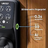Vista 4 de Lockly Secure Pro Smart Lock Wi-Fi, Keyless Entry Digital Keypad Door Lock, 3D Biometric Fingerprint Sensor Front Door Lock with Handle, Voice