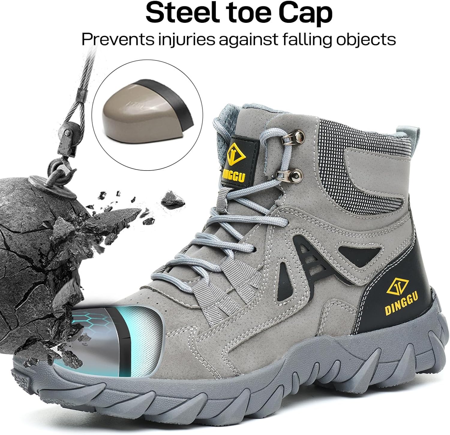 Steel Toe Boots for Men Safety Work Boots Comfortable，Indestructible Industrial & Construction Shoes Mens Composite Toe Boots - Image 3