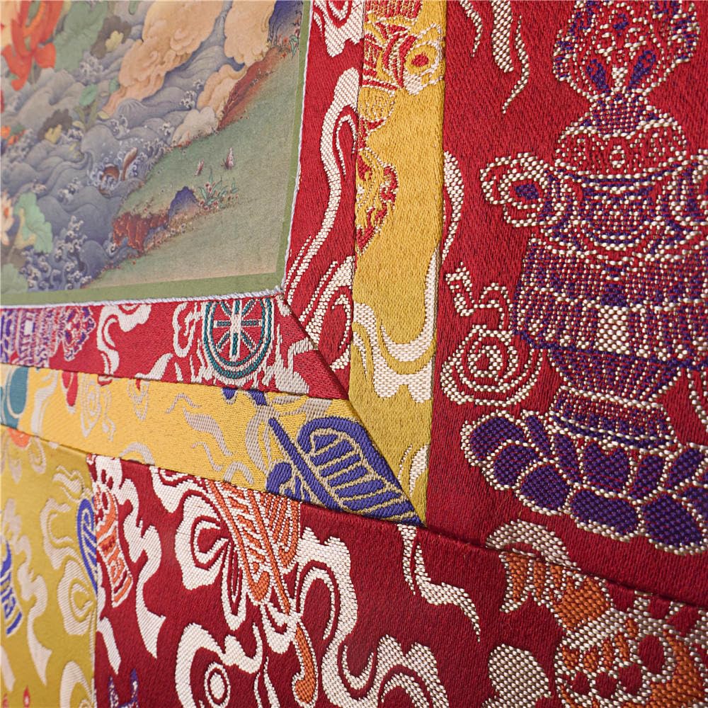 Gandhanra Art tibétain Thangka – Tapihritsa Thangka la religion Bön – Impression giclée numérique haute résolution et double couche encadrée à la main – Tapisserie bouddhiste à suspendre – 119,4 x