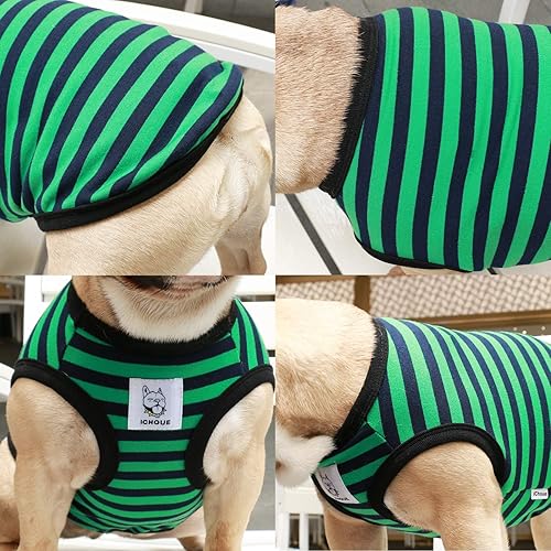 Miniatura 3 de iChoue Camisetas de rayas para perro chaleco sin mangas Stripes of Blue and White, Stripes of Green and Black, Stripes of Grey and Black, Stripes of