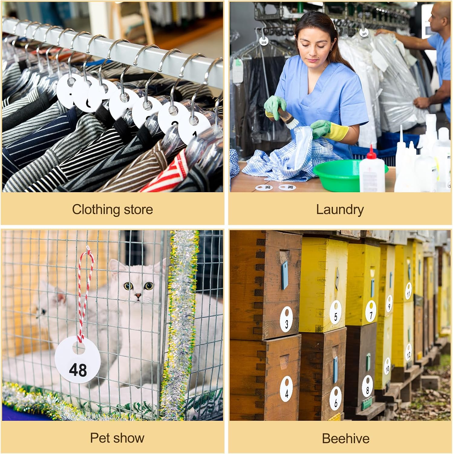 2 Sets 1200 Pcs 2 Inch Coat Checks Round Numbered Tags 1-600 Plastic Coat Check Tickets Number Hanging Tags for Racks Jewelry Businesses Cat Cages for Cat Shows, Games for Fundraising