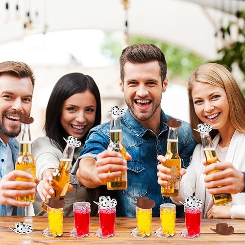 Miniatura 7 de Sawysine Juego de 24 vasos de cristal para botas de vaquero, sombrero de vaquera occidental y gafas de botas de vaquero de plástico, sombrero en