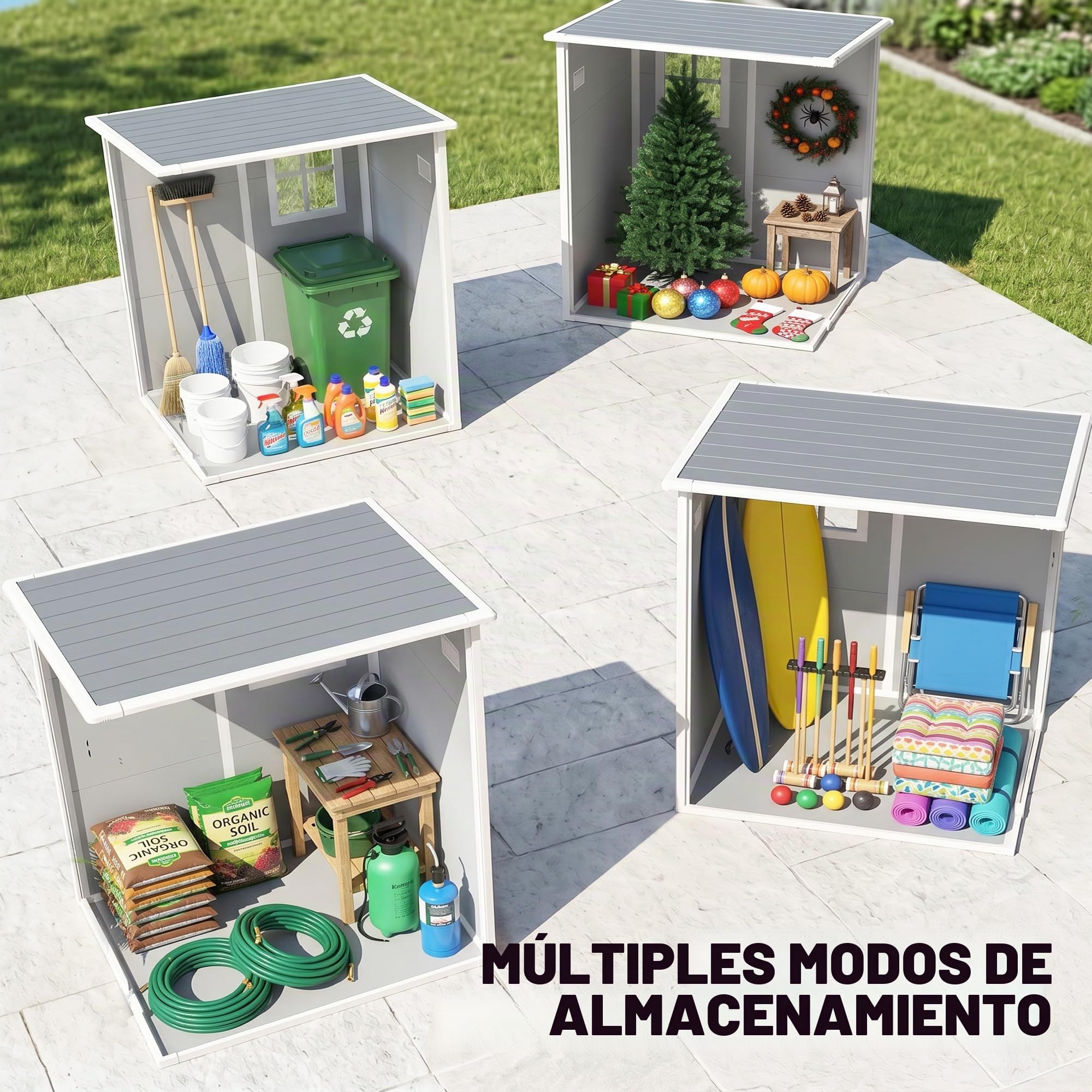 Outsunny caseta de Herramientas 1,54m³, caseta de jardín con tejado a un Agua, Suelo 122 x 149 x 192/177 cm, caseta de Herramientas Resistente a la Intemperie con Puerta con Cerradura, Ventana,