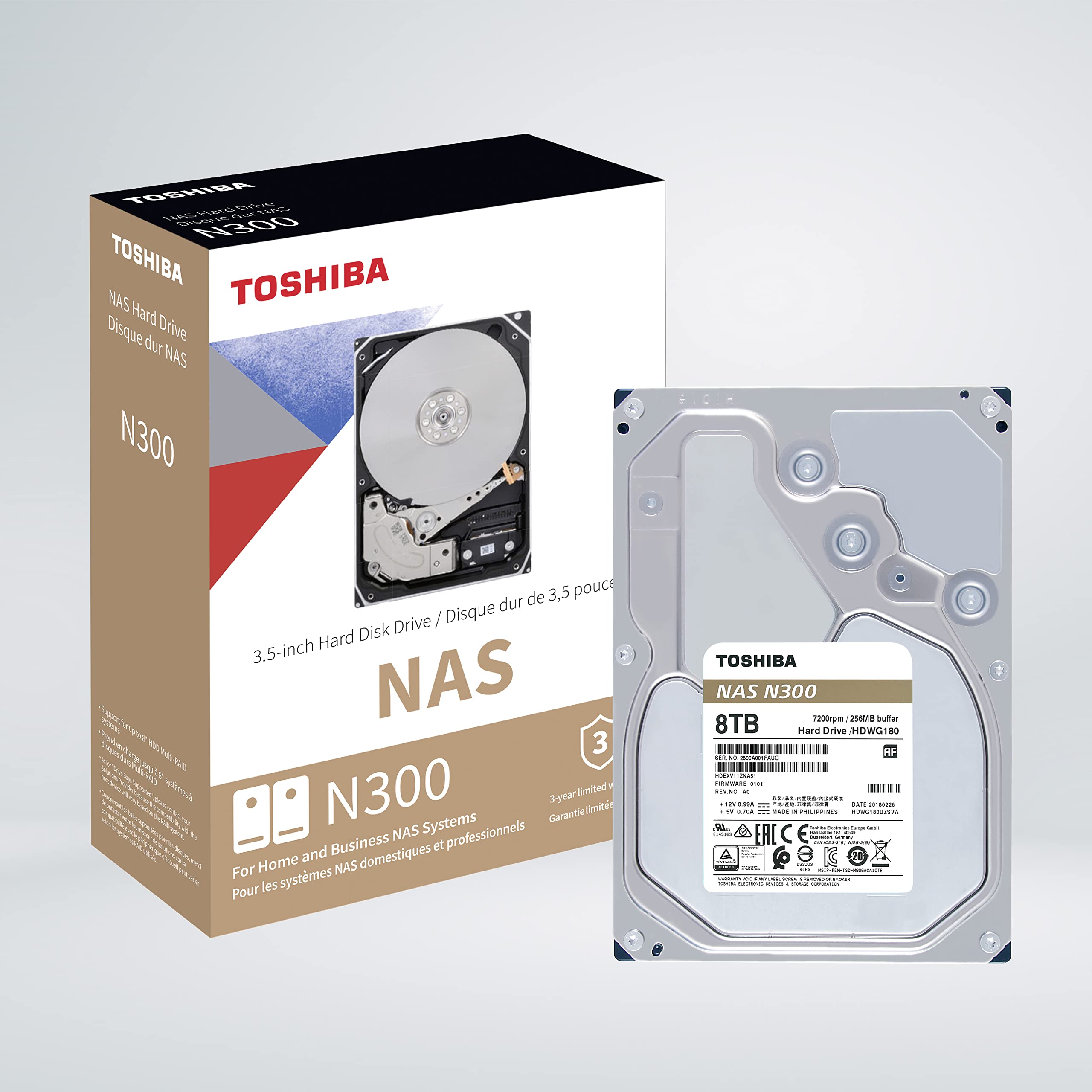 TOSHIBA N300 8TB (Box version) NAS SATA, 7200rpm, 256MB Buffer