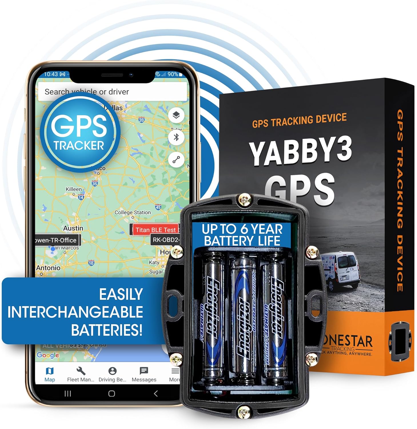 Weatherproof GPS Tracking Device for Trailers, Cars, Vehicles, Location Tracker and GPS Tracker Magnets, Real Time Car GPS Tracking, Long Battery Life - Yabby 3 4G/5G + Magnets, by LoneStar Tracking