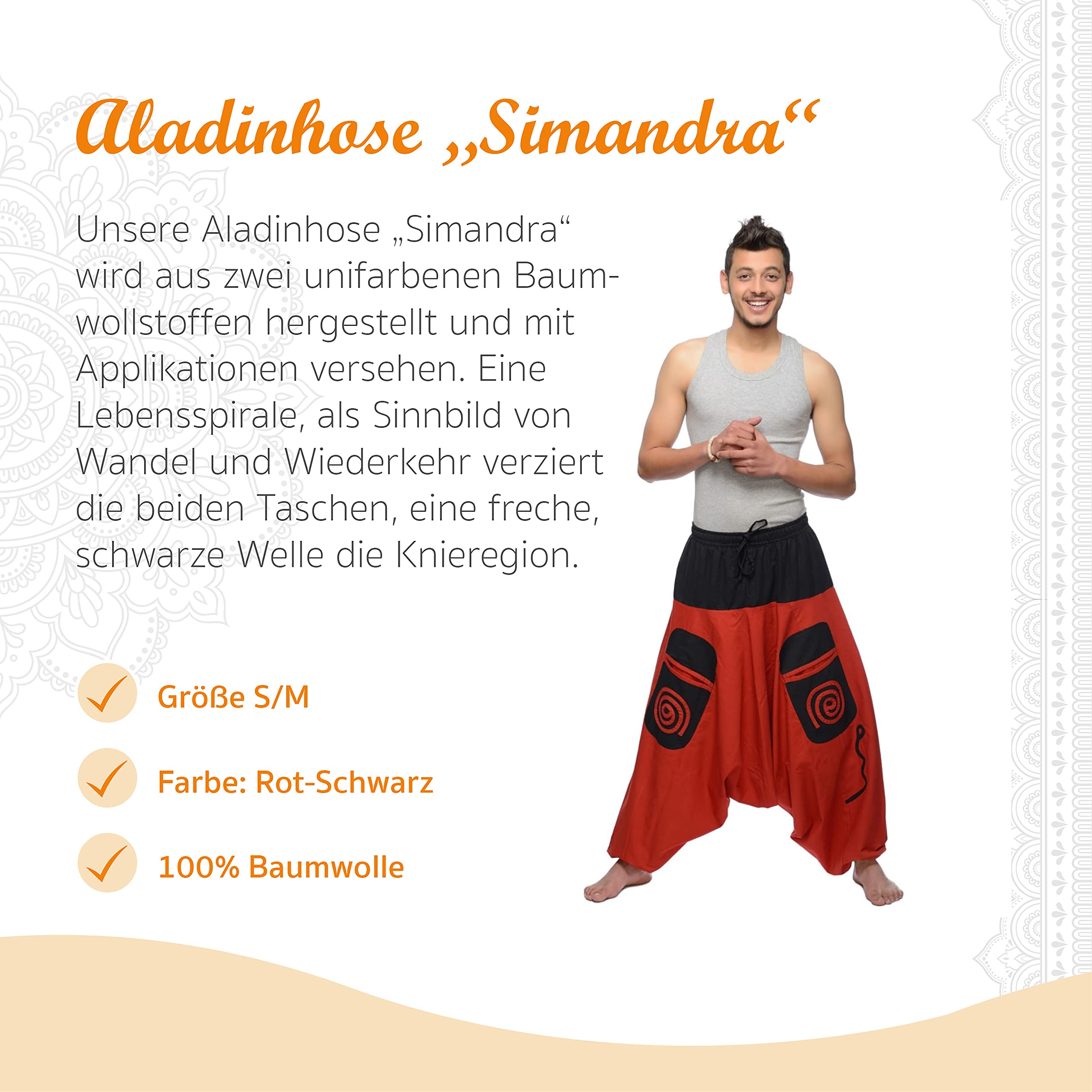 Simandra Pantalón Harén, Pantalones Bombachos para Mujeres y Hombres, Moderno Algodón