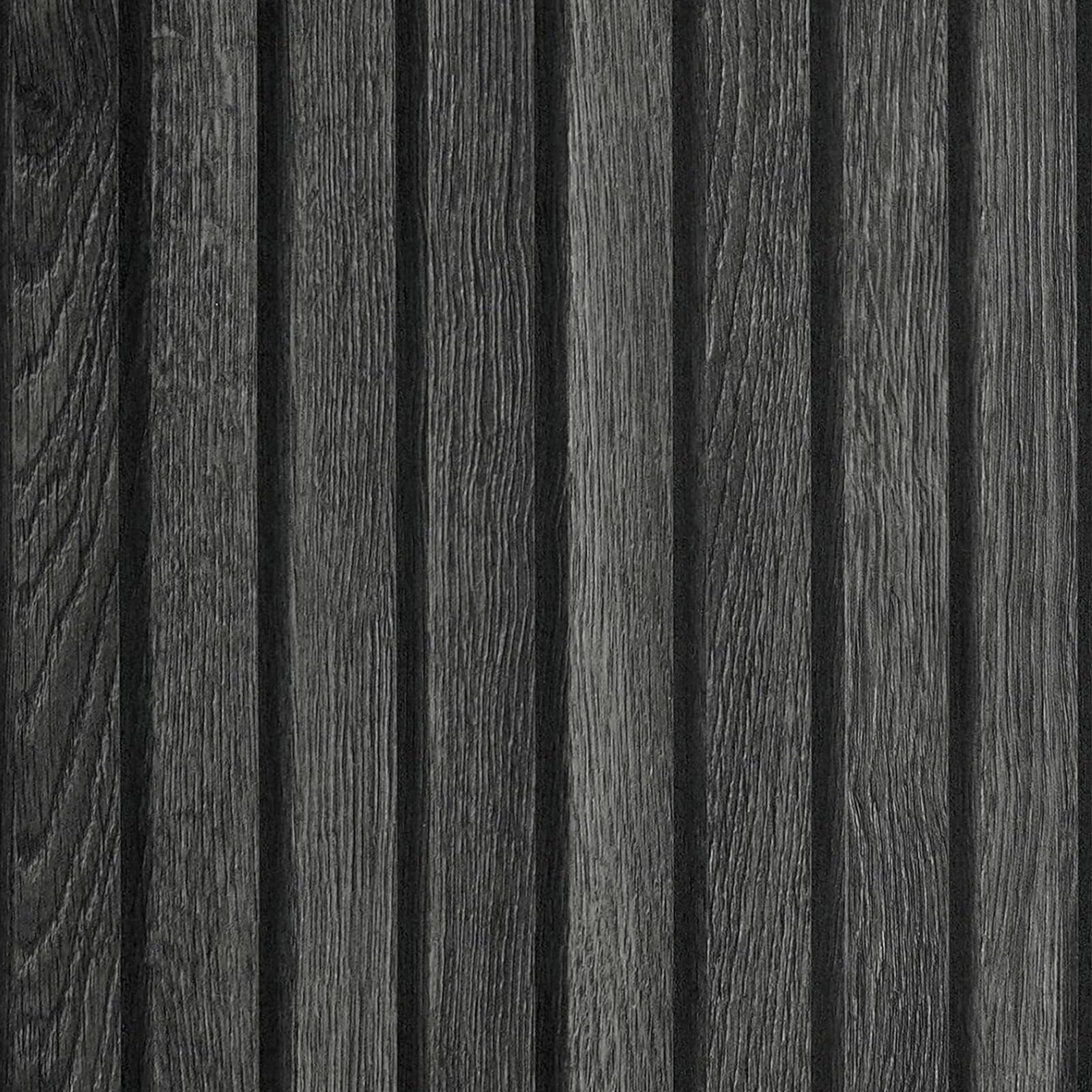 YENHOME Black Wood Slat Wallpaper Peel and Stick 17.7"X118" Faux Black Wood Slat Peel and Stick Wallpaper for Bedroom Walls Black Wood Slat Wall Panel