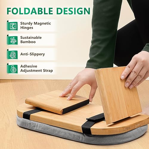Miniatura 3 de Banco de meditación de 18 x 7 x 6 pulgadas, asiento plegable de bambú para silla de meditación, taburete de oración cómodo perfecto para meditación