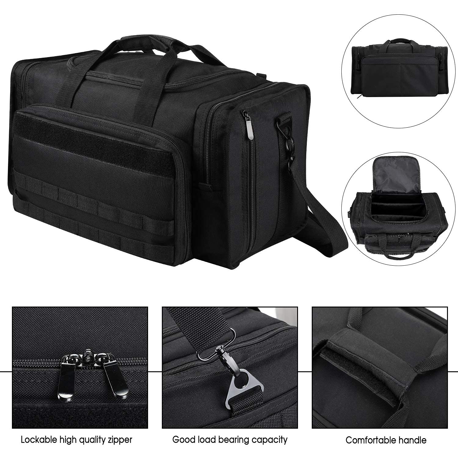 SoarOwl Tactical Gun Range Bag，Pistol Shooting Range Duffle Bag Gun
