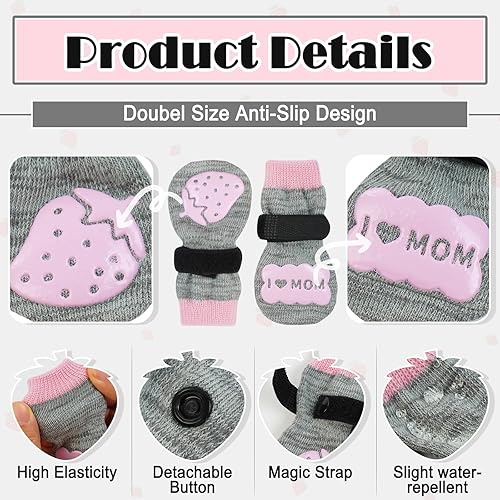 Miniatura 3 de IECOii Calcetines para perros, calcetines antideslizantes de doble cara para suelos de madera dura, calcetines antideslizantes para perros pequeños,