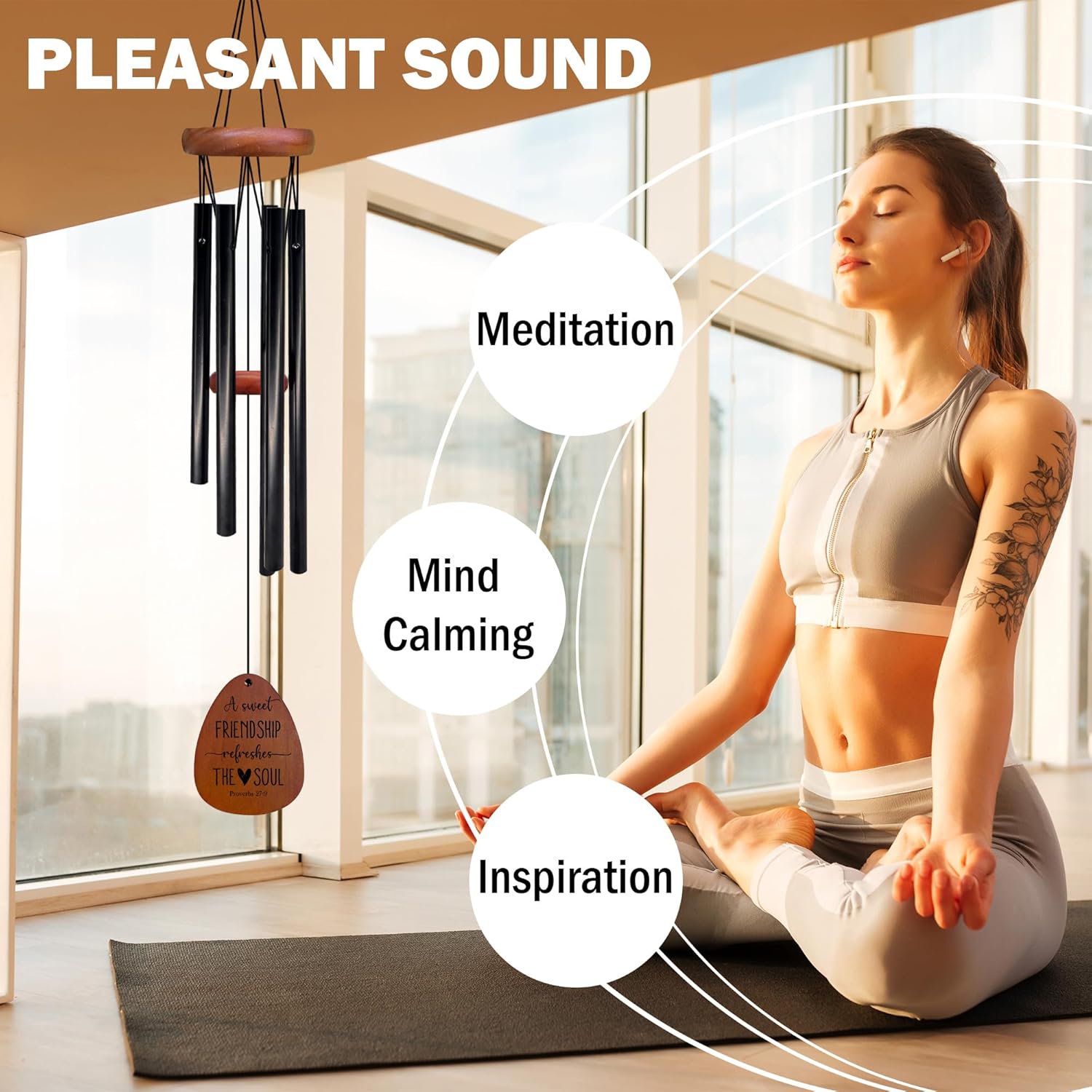 Friendship Gifts for Women Wind Chimes, Best Friends Besties Wind Chimes for Outside, Soul Sister Gifts for Women, A Sweet Friendship Refreshes The Soul Christian Bible Chime 26" Inches - Image 3