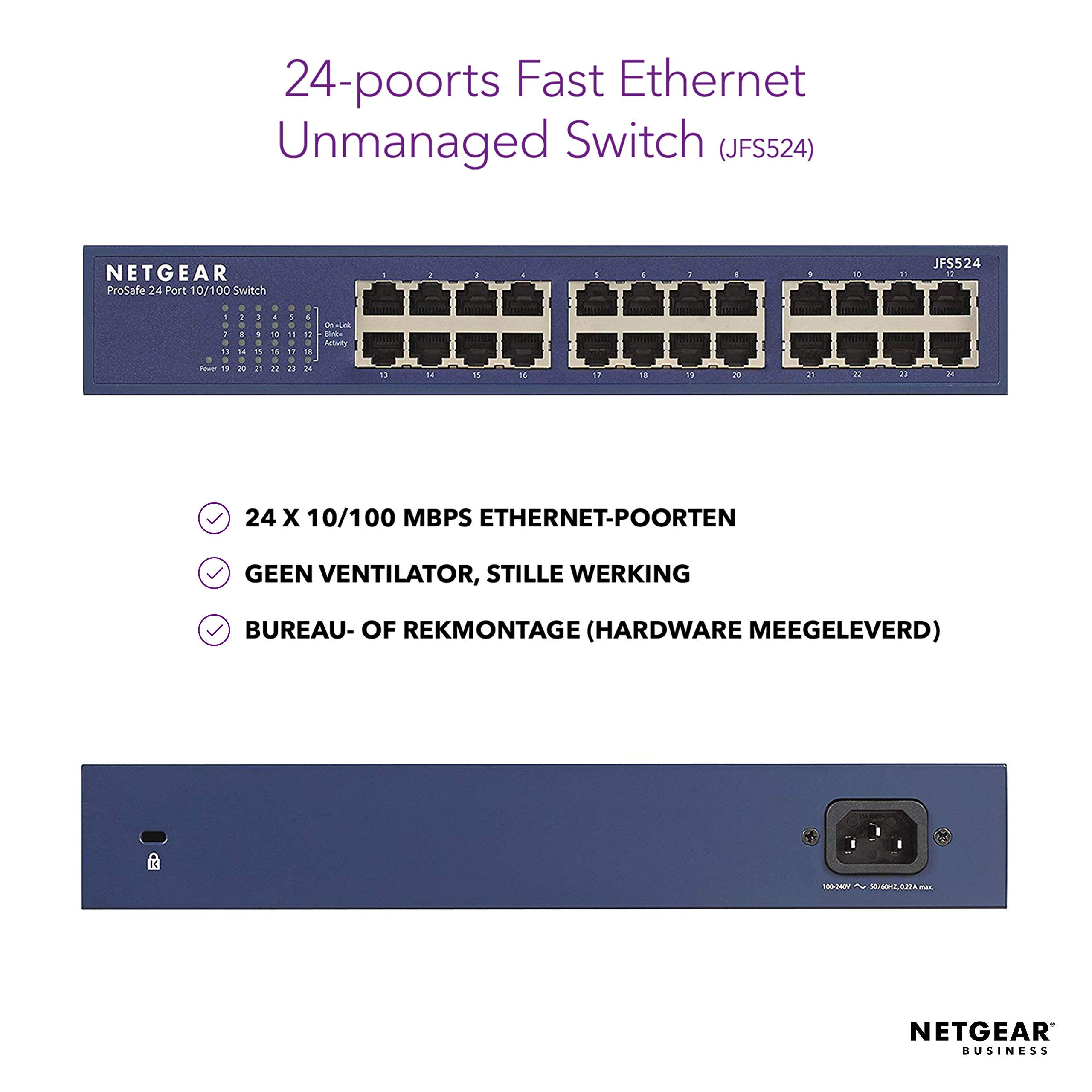 Netgear JFS524 24 Port 10/100 Mbps Fast Ethernet Switch (Blue