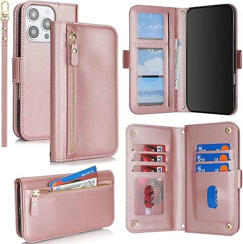 Jaorty for iPhone 16 Pro Max Phone Case with Card Holder for Women Men,Phone Cas