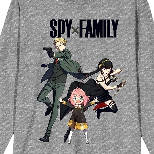 Miniatura 2 de Spy X Family Key Art - Camiseta de manga larga con cuello redondo, color gris jaspeado