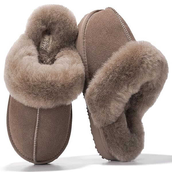 Project Cloud Genuine Leather Slippers for Women Footwear with Genuine Fur Lining Womens Clogs & Mule - Non-Slip Indoor/Outdoor Scuff Womens Slippers with Memory Foam Insole (Henka)