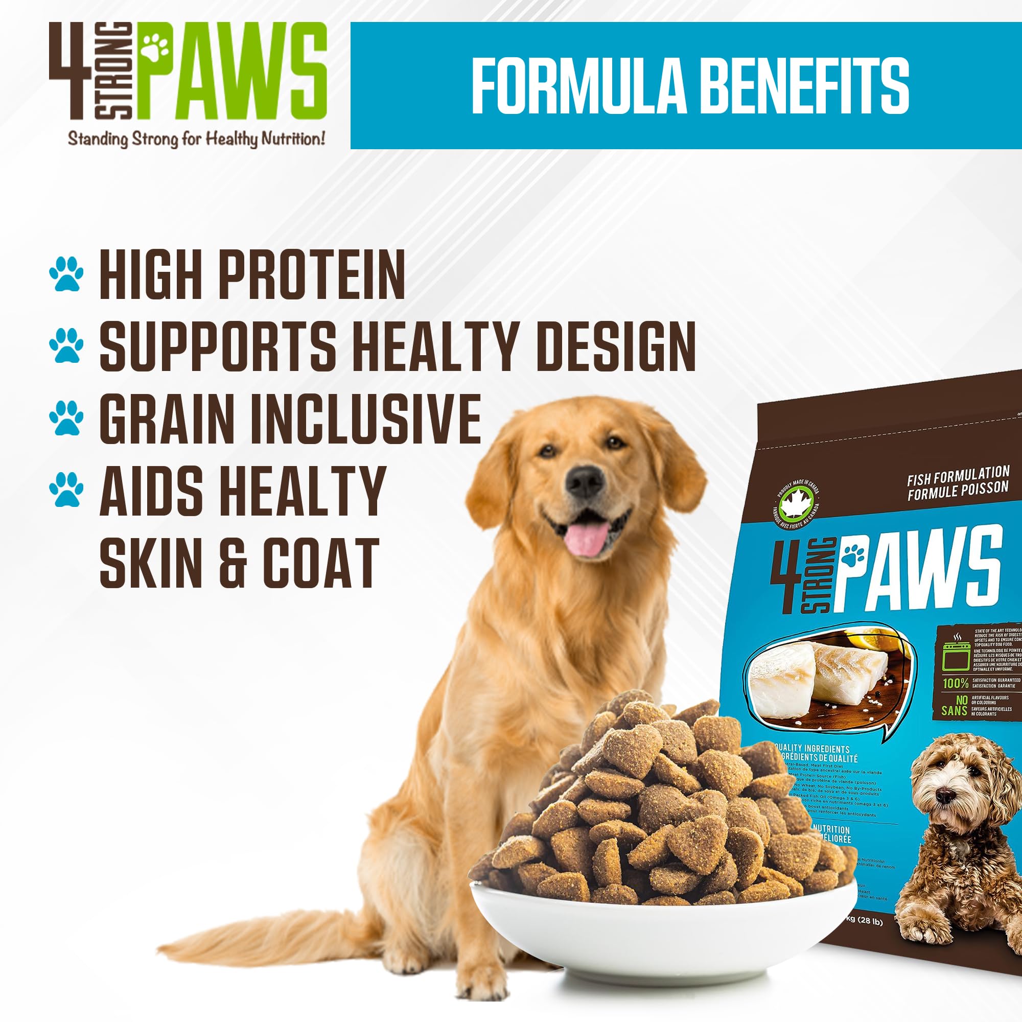4 STRONG PAWS Fish Formulation Dry Dog Food - 28 Pound High