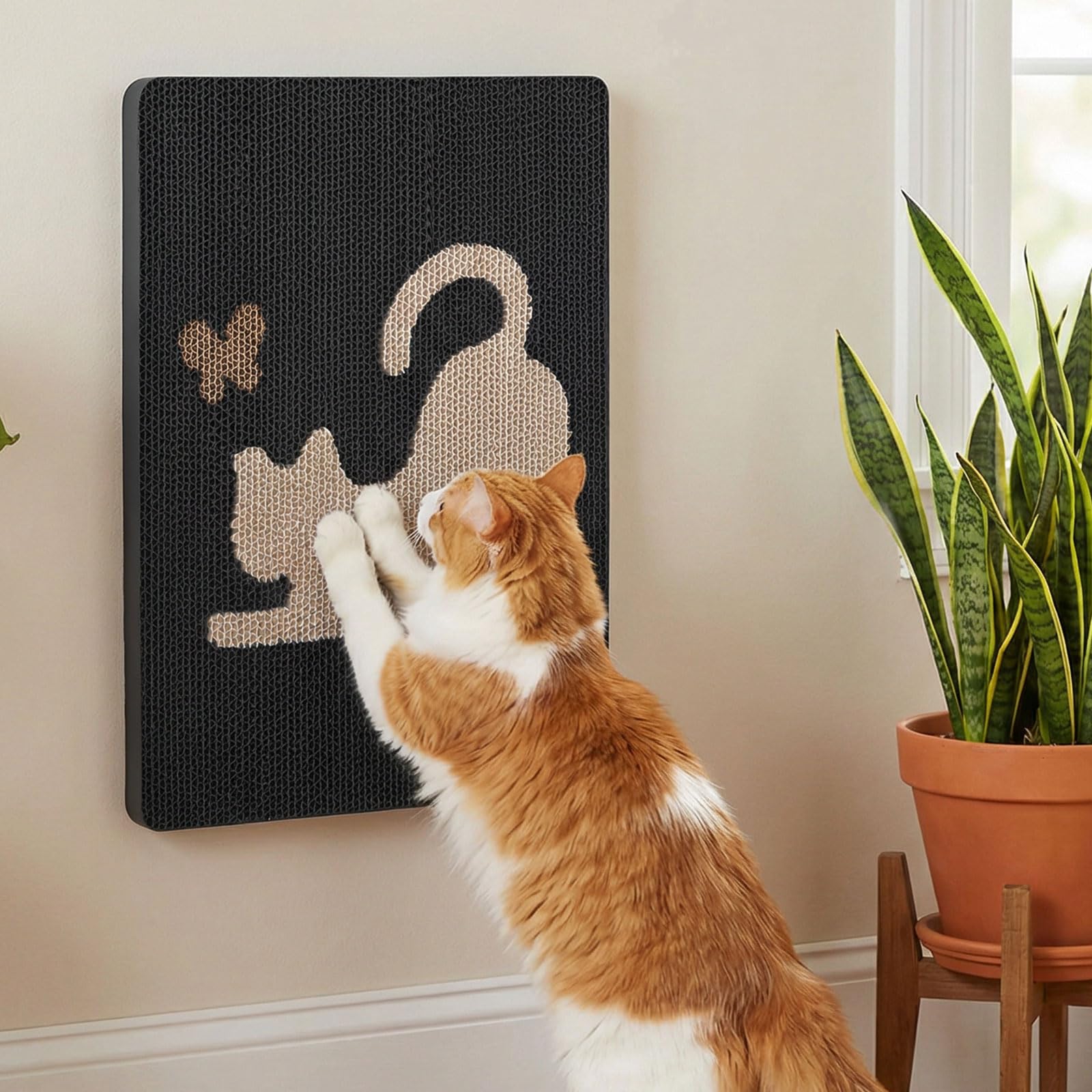 Ownpets Wall Cat Scratcher, Cute Vertical Cat Scratching Board, Wall Mounted Cat Scratch Pad for Wall, Glass, Wood, and Tile, Furniture Protector,