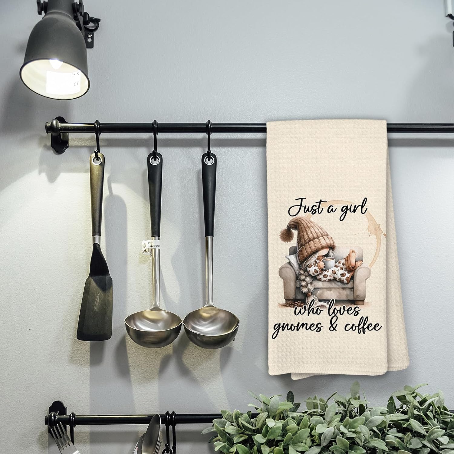 Gnome Coffee Gifts Kitchen Towels - Just a Girl Who Loves Gnomes and Coffee, Funny Gnomes Hand Towels for Bathroom, Gnome Gifts for Women