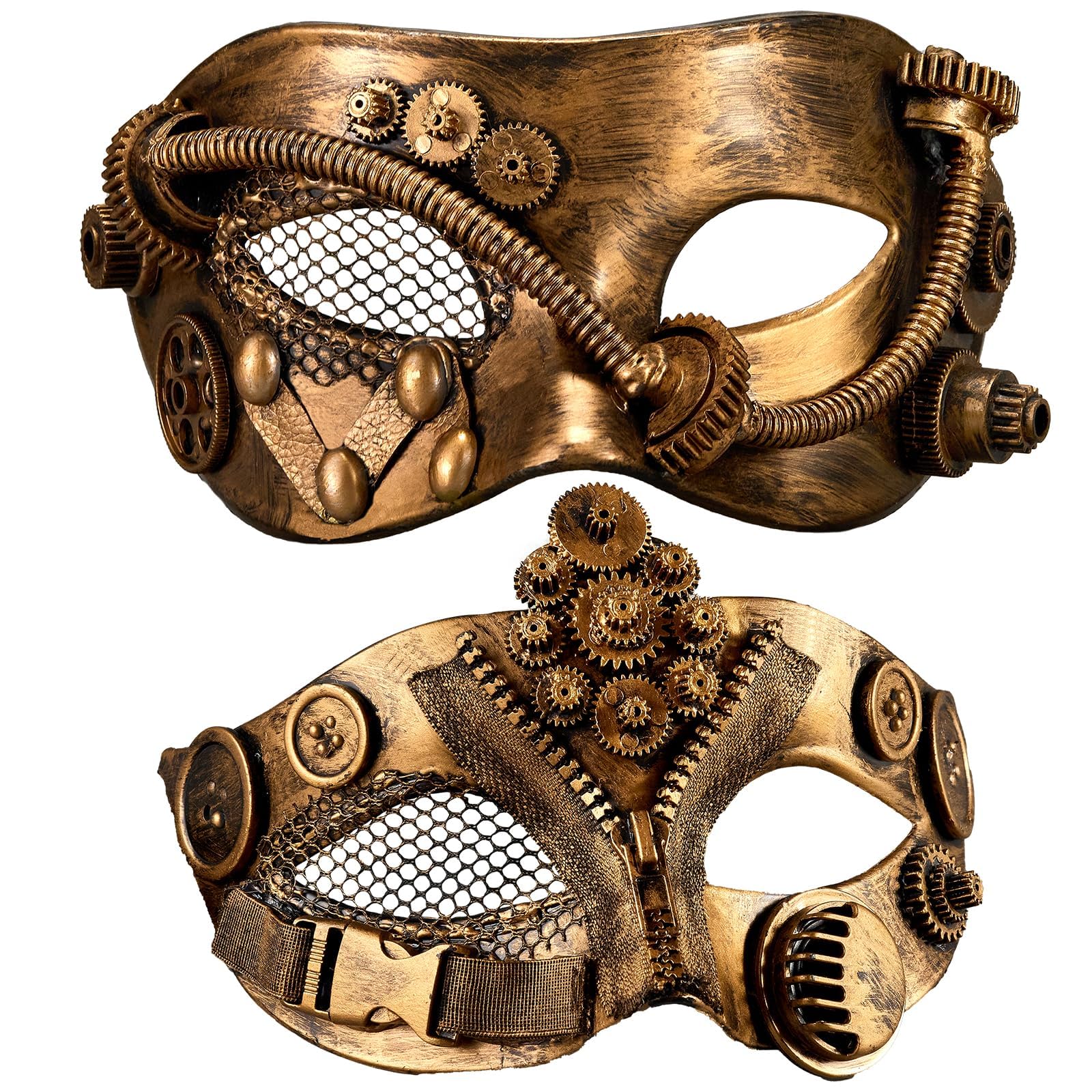 2024 New Steampunk Mechanical Mask- Steam Punk Halloween Cosplay - Gold Steampunk Masquerade Mask for Couples- Perfect for Masquerade Party, Ball, Prom, Christmas, New Years, Mardi Gras