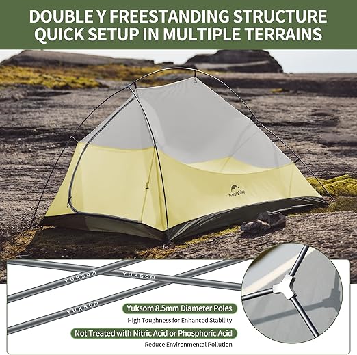 Naturehike Cloud-Up 2 Person Tent Lightweight Backpacking Tent with Footprint,Free Standing Ultralight