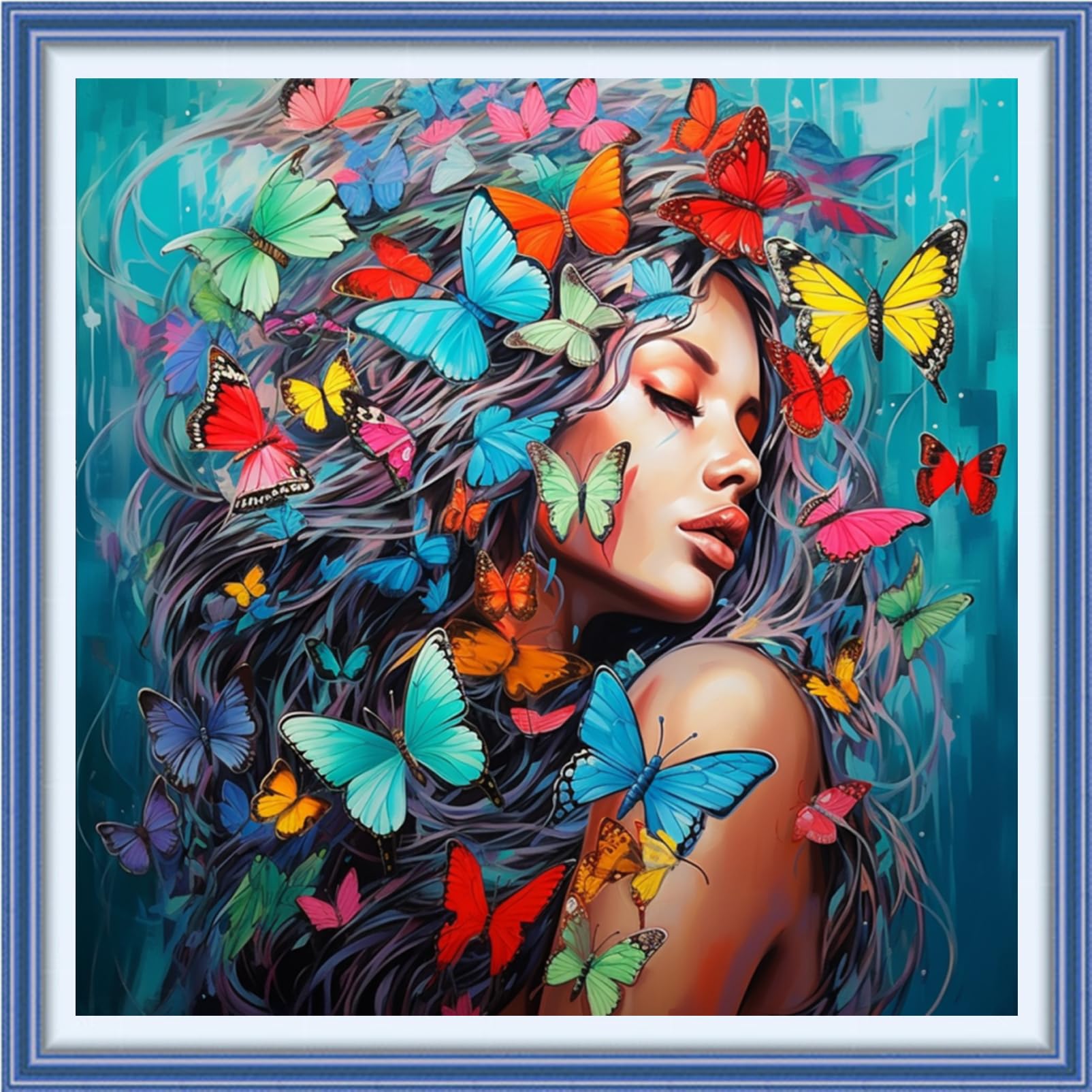 Findvoor Stamped Cross Stitch Kits for Beginners Full Range of Cross Stitching Embroidery Pattern for Adults, 11CT DIY Needlepoint Embroidery Starter Kits-Butterfly Girl 17.7x17.7 inch